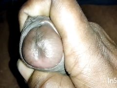 18 year old boy shows cream cream in quilt with cream in penis