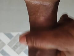 Indian man solo handjob in bathroom