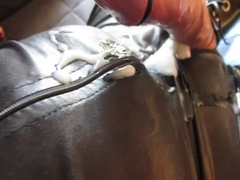 Huge hands free cum shot in catsuit (electro stimulation)