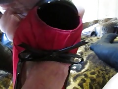 Fucking MrMessyheels Red and Black Peep Toe pumps