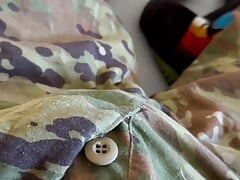 soldier jerks off again in OCP uniform - wearing a jockstrap