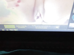 Me jerking my big cock and cumming to porn POV