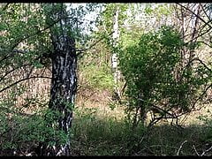 Russian SOLDIER in the forest JERKING off a military dick
