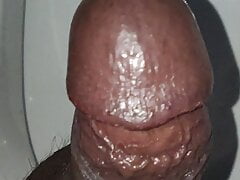 Black cock pissing in bathroom ! Who wants a golden shower from me