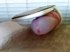 Playing with a visitor's sandals. Sandal wank and cumshot.