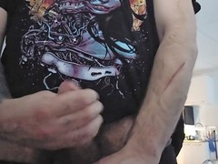 Hairy gay dude jerks off and releases massive load