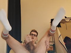 Fag boy Fulton Craig quick cum with white socks on