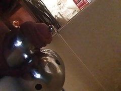 Hollow Sound plug, pissing and lots of mixed in Pre-cum