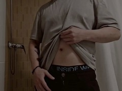 Solo gay play and exhibition in the restroom