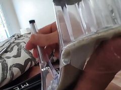 Masturbating with Clear Strap High Heels
