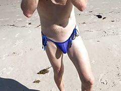 Blue string sheer bikini