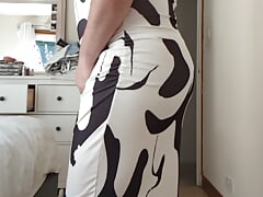 Wanking in my wife's new dress