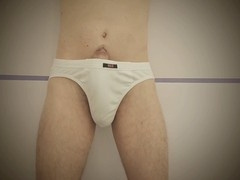 Thong bulge and cock growth with a massive display from Theoldbigthing