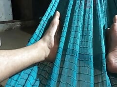 Hot Latino jerks off his long thick cock at his friend's house