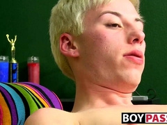 Solo twink Jax Marnell drills ass with toy and wanks cock