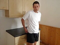 Kudoslong is in the Kitchen wanking his cock until he cums