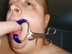 Mouth spreader deepthroat 3 huge king cock dildo