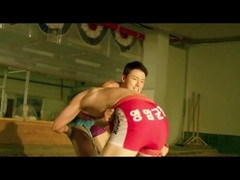 Intense wrestling match between hot Asian guys