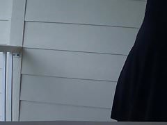 Crossdresser on Balcony NO PANTIES
