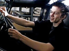 Naughty jock smoking in a car and jerking off solo