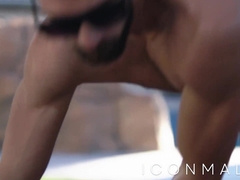 My bumder gardener observes my jizz-shotgun while I was sunbathing