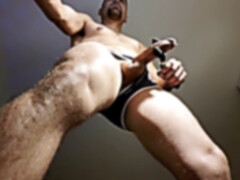 Gay precum dripping, stud, penis milking