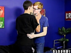 Twink sucks his nerdy partner off before being rammed bareback