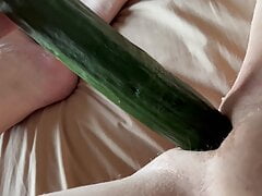 Having fun with a cucumber