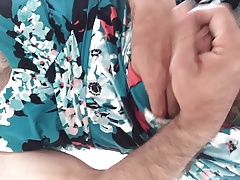 Jerking off in wife's clothes