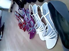 A friend's horny heel collection caught and jerked off - so horny