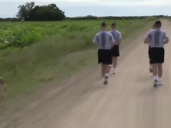 Gay troopers go train in the woods for gangbanging in public