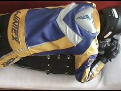 Biker ride on the bagged slave
