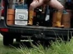 Men cum outdoor