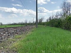 Dick flash train, risky masturbation