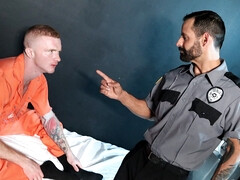 Horny cop as fucks inmate and comes on his erect penis