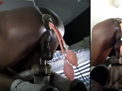 Bouquet of butt plugs and a vibrator gaping his hole open and filling up my ass until he cums