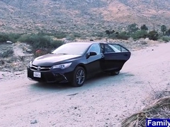 Hunk stepdaddy anal plows stepson in the car backseat