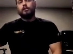 Lucas caresses one out in the work shower.