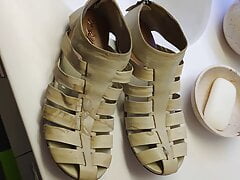 Cum in my wifes expensive new leather sandals
