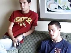 Gay dude sucks cock after spanking
