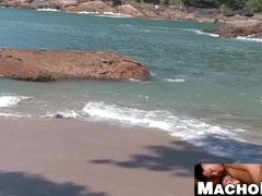 MachoIO.com - Beachgoing Latino hunk takes BBC bareback and facial
