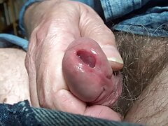 my flaccid wet cockhead and peehole close up