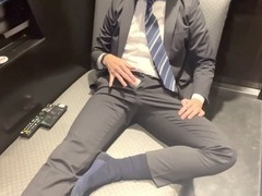 Gay masturbation, suit, grizzly