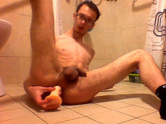 Flat butt, small ass anal, riding dildo