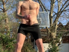 Public masturbate an jizm