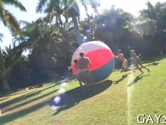 Two young studs get frisky with each other, touching and groping each other's bodies