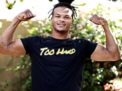 Hung black dude Justin Jones jerks off furiously