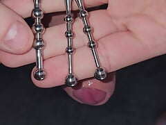 I put cum plugs in my cock. Horny penis plugs in my cock. Some are completely pure