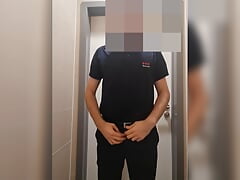Security Guard masturbate in work toilet