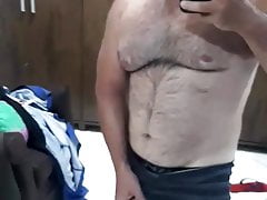 Hot dad showing his tool